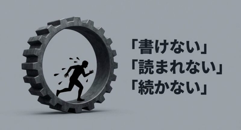 ブログ記事が書けない・読まれない・続かないという悪循環に陥っている状態のイメージ画像