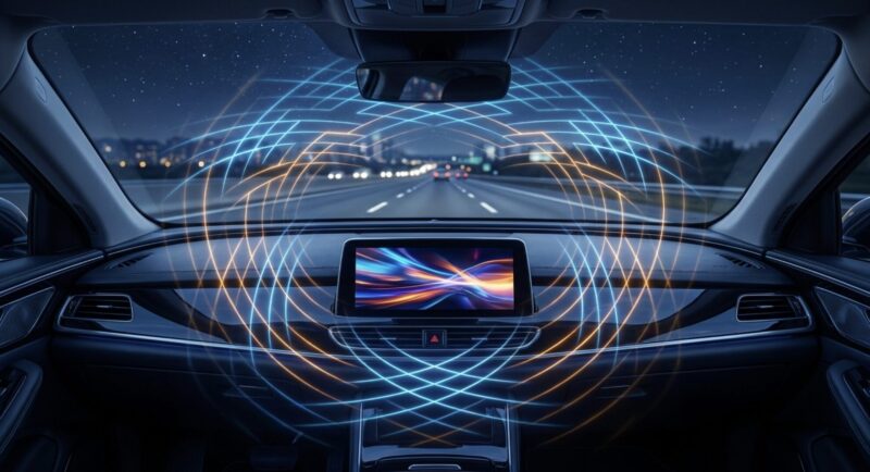 車内でCarlinKitを利用して快適な通信環境を構築するイメージ