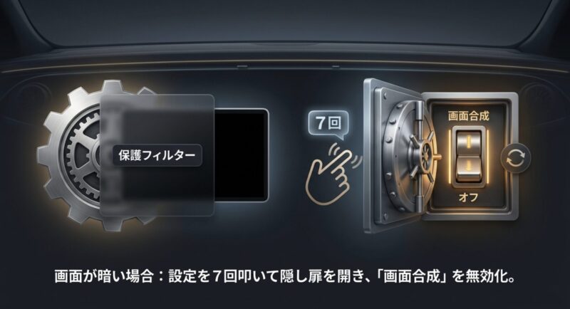 CarlinKitのビルド番号を7回タップして開発者オプションを開き、画面合成を無効化して画面が真っ暗になる問題を解決する手順