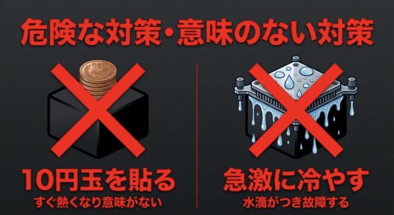 10円玉を貼ることが不適切であることを示す図