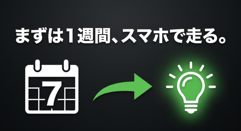 7日間のカレンダーアイコン。まずは1週間、スマホで走る。