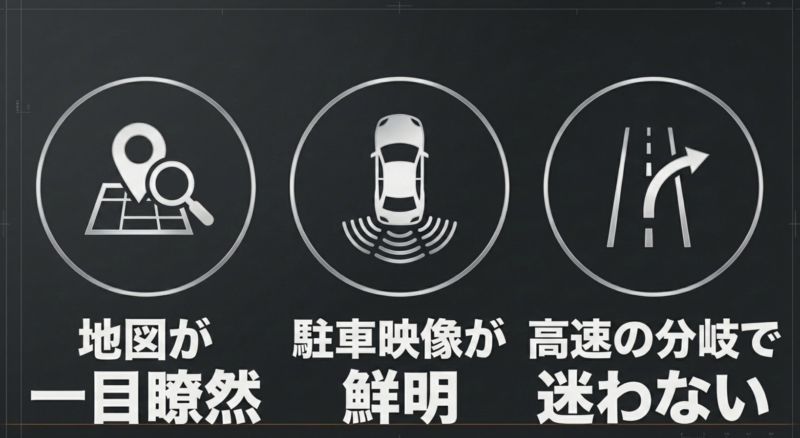 地図が一目瞭然、駐車映像が鮮明など10インチカーナビのメリット
