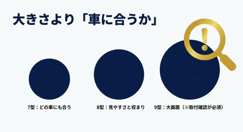 大きさより「車に合うか」(7型、8型、9型の特徴と注意点)
