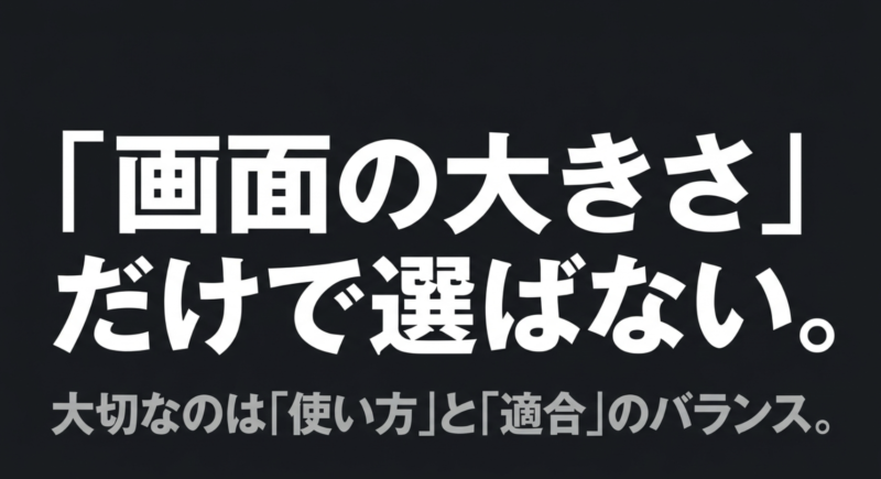ハイエースのカーナビは画面の大きさだけで選ばず使い方と適合のバランスが大切であることを示す図